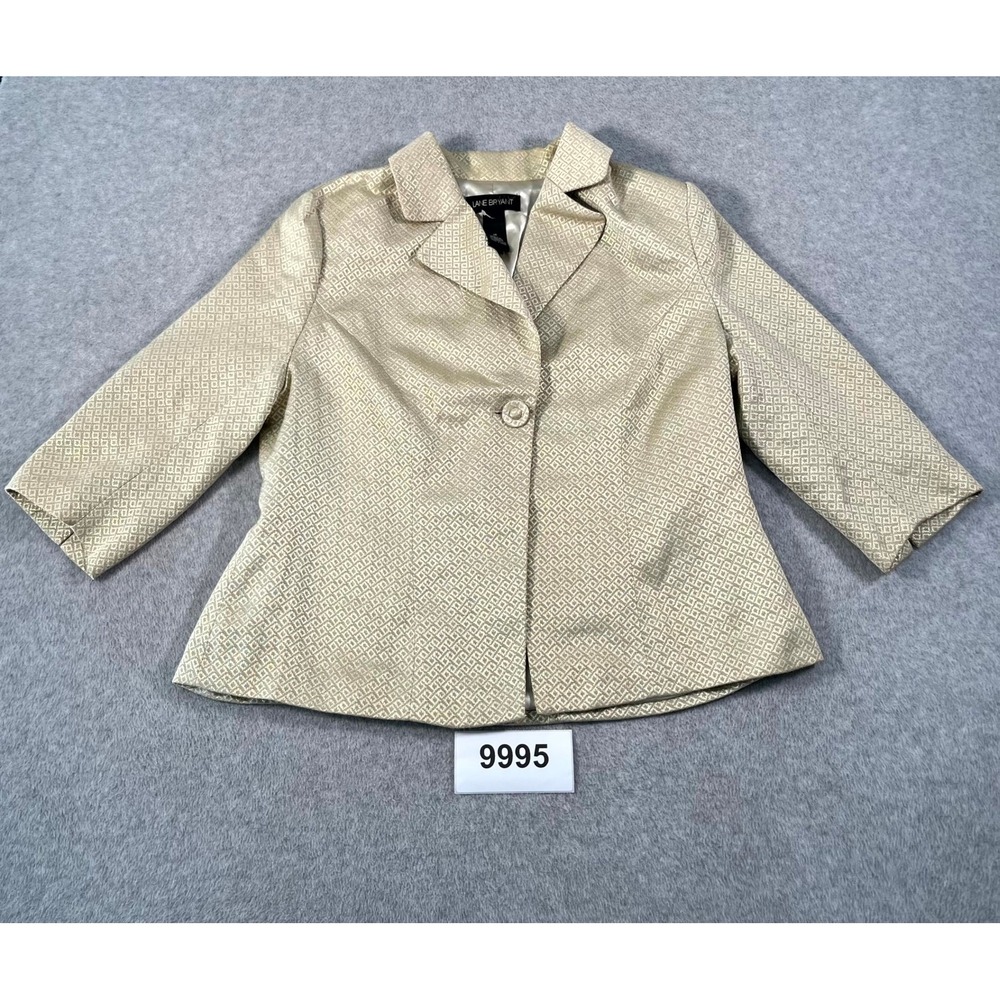 Lane Bryant Blazer Jacket Womens 14 Gold Textured Single Breasted Notch Lapel